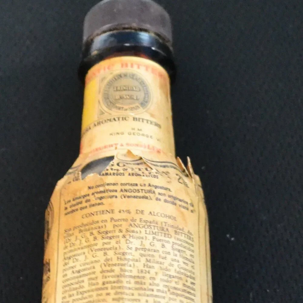 Vintage Bitters Bottle Angostura Aromatic Cocktail Bitters Paper Lable Barware